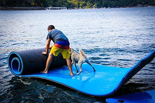 NEW MILLENNIUM PRODUCTS Made in USA Water MAT/Floating RAFT for Pool/Lake/Ocean/River (Black/Blue, 1.9" X 18FT)