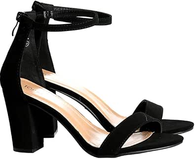 Top Moda Over The Toe Strap Ankle Wrap Strap Heel Open Toe Medium Heel Black 7