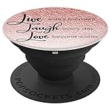 Live Laugh Love - Silver and Rose Gold Bling - PopSockets Grip and Stand for Phones and Tablets