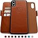 Dreem Fibonacci 2-in-1 Wallet-Case for iPhone X & Xs, Magnetic Detachable PC Slim-Case, Luxury Vegan Leather, RFID Protection, Smart 2-Way Stand, Gift-Box - Caramel