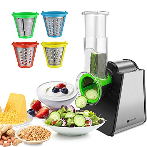 Flexzion Electric Mandoline Cheese Vegetable Slicer Chopper Shredder Grater, Salad Maker Potato