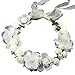 SIZSNM Flower Crown Floral Headband Headpiece Wreath Girls Womens Artificial White Silk Roses Wedding Bridal Kids Toddler Boho