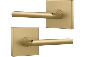 Mega Handles Prime Dummy Lever, Door Handle for Closet or French Doors, Single Side Door Levers, Non-Turning, Fits All Standard Door Sizes, Covered Screws Included - Satin Brass (2 Pack) 5"
