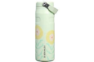 STANLEY IceFlow Flip Straw 2.0 Bottle, 24 oz, Honeydew Garden | Easy Carry Handle | Twist On Lid and Flip Up Straw | Lightwei