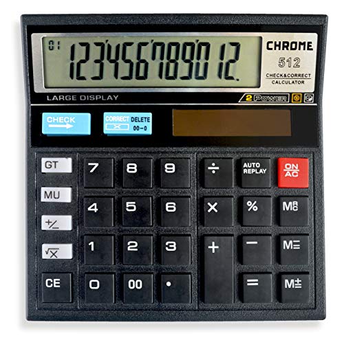 Chrome 512 – Check & Correct Basic 12 Digit Calculator (Black)