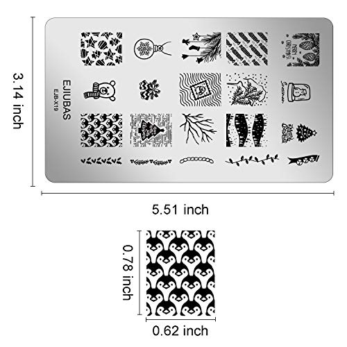 Nail Stamping Kit Halloween Chritmas - Ejiubas Nail Stamping Plates 2PCS Double-Sided Nail Stamping Plate Nail Art Plate Templates Nail Plates X-1920