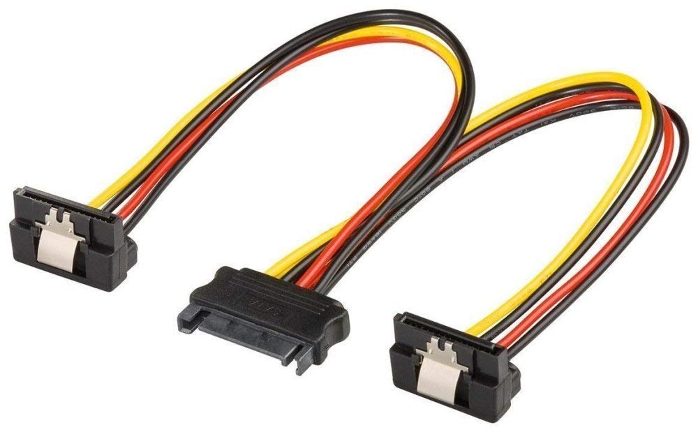 PremiumCord Power Splitter for Hard Drives HDD SATA Male to 2x SATA Female 90° Angled