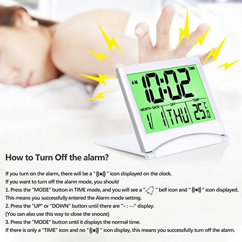 Betus Digital Travel Alarm Clock with Green Backlight Foldable