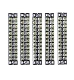 Summer-Home 5Pcs 15A 600V 12 Position Covered Dual Row Screw Terminal Barrier Strip Block Connector Bar