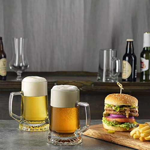 Bormioli Rocco 4Pack Solid Heavy Large Beer Glasses with Handle 17.1