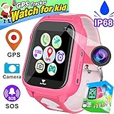 Kids Smart Watch Phone IP68 Waterproof GPS Tracker for Girls Boys Children 2019 New Birthday Holiday Gift Game Toy SIM Watch Camera Pedometer SOS Anti-lost Touch Fitness Tracker for IOS/Android