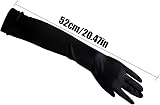 IRYNA 1Pair Long Black Satin Gloves Elbow Length Wedding Party Opera view 2