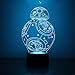 3D Illusion LED Night Light,Threetoo 7 Colors Gradual Changing Touch Switch USB Table Lamp for Holiday Gifts or Home Decorations-BB-8 Model