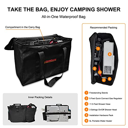 Camplux 1.32 GPM Outdoor Portable Propane Gas Camping Tankless Water