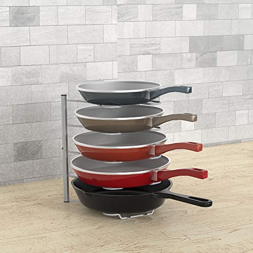 DecoBros Kitchen Counter and Pan Organizer Shelf Rack, Silver