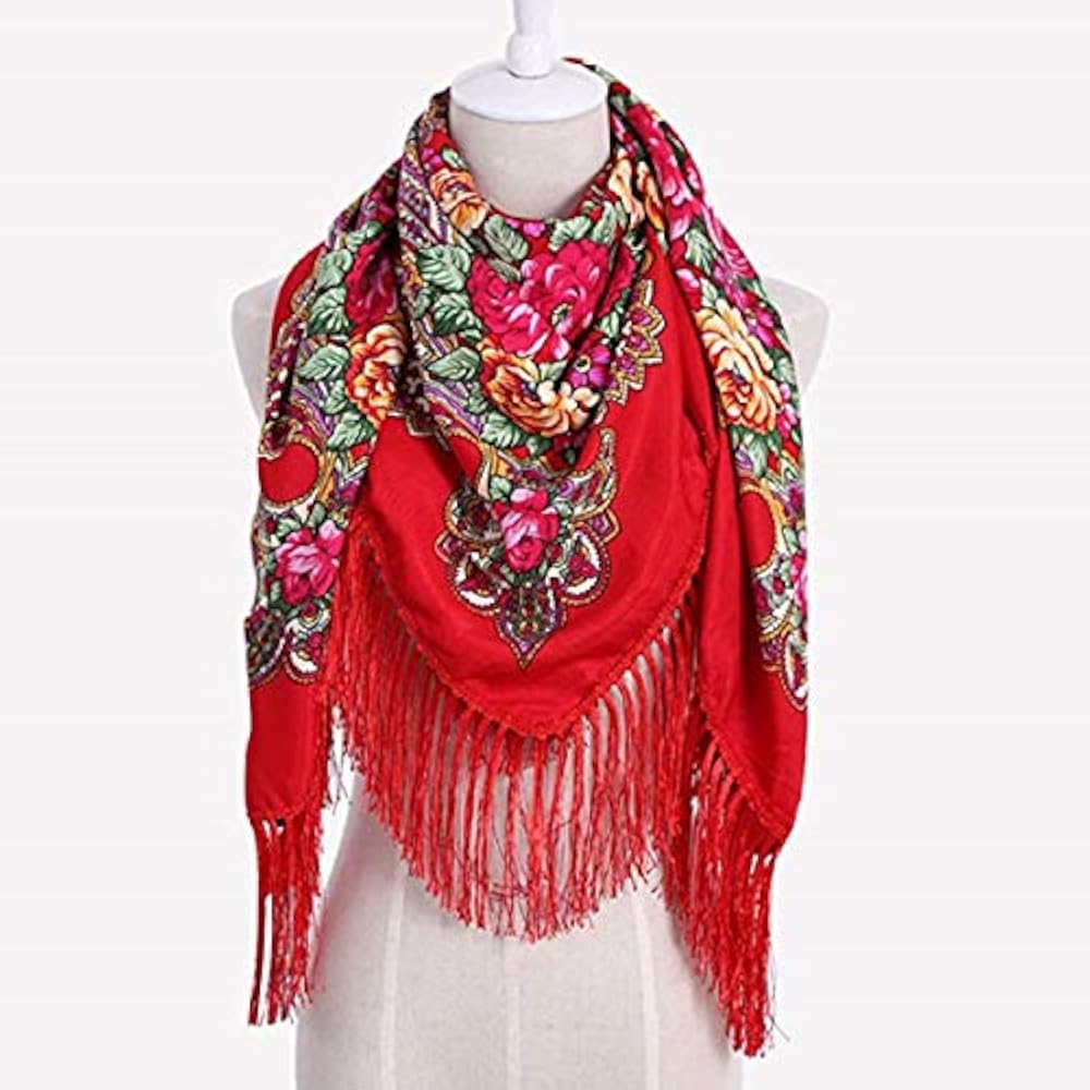Traditional Ukrainian Scarf And Wrap With Tassel Pavlovo Posad Shawl