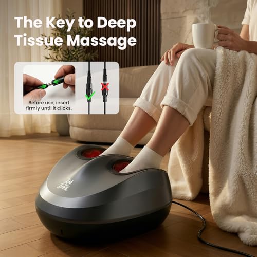 BOB AND BRAD Shiatsu Foot Massager with Heat and Remote, Deep Kneading Massage for Standing Worker, Fits up to Size US 14, 3 Heating Levels, 3 Adjustable Modes & Compression for Mom Dad Senior