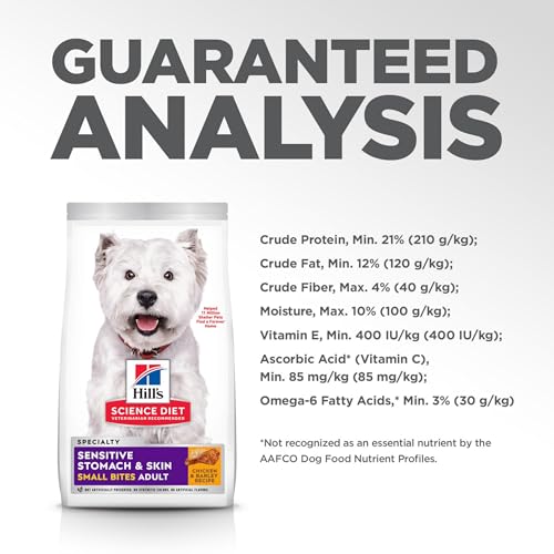 HILL’S SCIENCE DIET SENSITIVE STOMACH & SKIN, ADULT 1-6, STOMACH & SKIN SENSITIVITY SUPPORT, SMALL KIBBLE, DRY DOG FOOD, CHICKEN RECIPE, 4 LB BAG