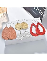 Calis - Pendientes de piel sintética para mujer, diseño de pétalos, ligeros y suaves