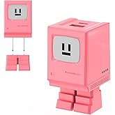 Aolcev for iPhone Charger Fast Charging 2 in 1 USB A USB C Charger Block Robot 30W Type C Fast Charging Blocks for iPhone 17 16 15 14 13 iPad Cute USB C Adapter for Galaxy S25 S24 Pink