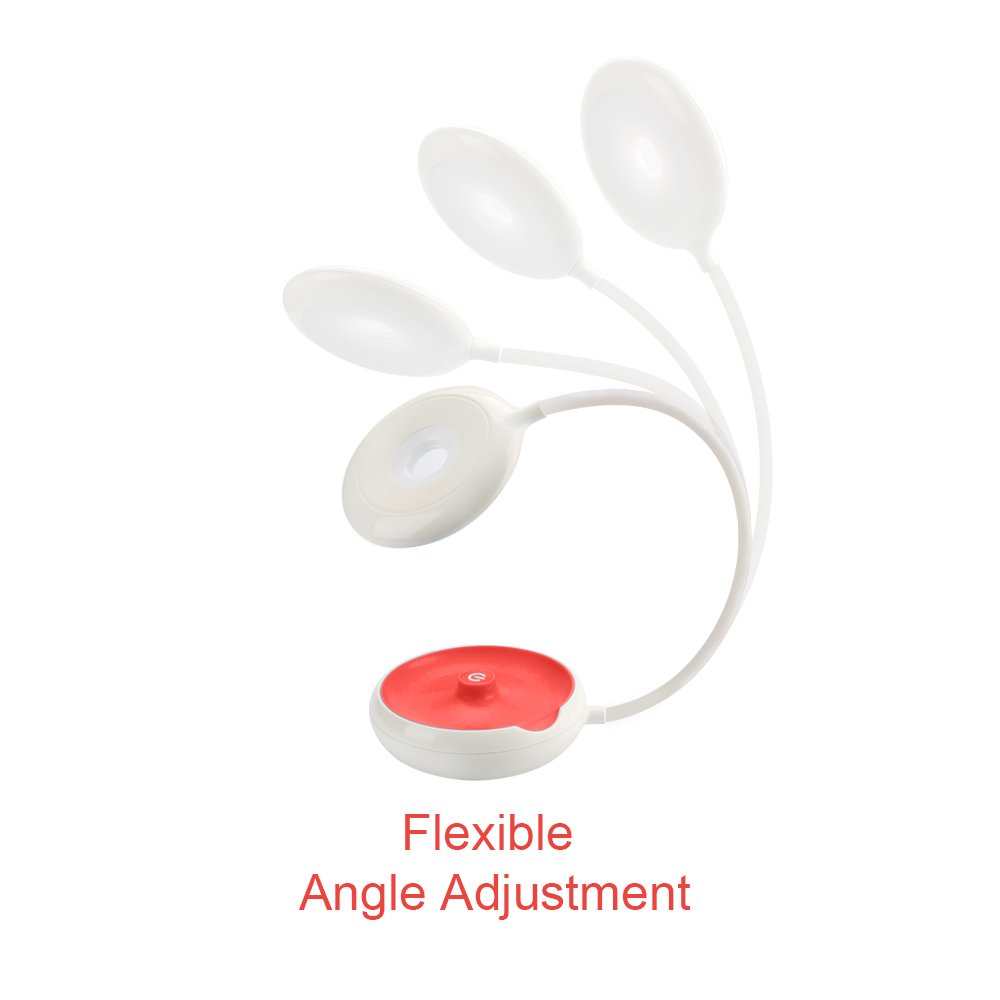 Portable LED Desk Lamp Travel Light 3-Level Dimmable Brightness Nightstand Lamp Touch Sensitive Control USB Rechargeable 1000mah Li-on Battery Flexible Lamp For Besides ,Reading, Kids-MECO,RED