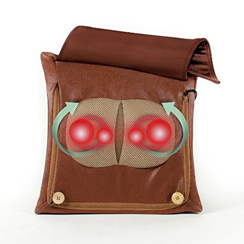Zyllion ZMA20 Luxury Shiatsu V-Spring Massager Pillow with Heat (Brown)- One Year Warranty - Thumbnail 2