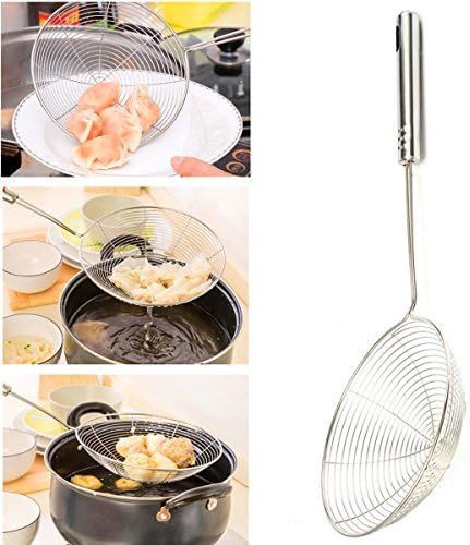 Large 15CM Stainless Steel Long Handle Mesh Strainer Flour Sifter Sieve Colander by Strainer Basket