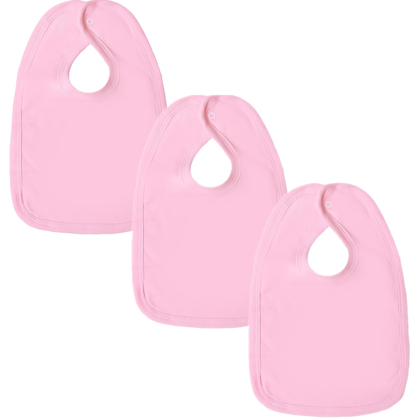 Large Cotton Baby Dribble Bib - Baby Bibs 0-6 Months to 6-12 Months - Premium British Made Teething Bib for Boys & Girls - 3 Pack, Pink