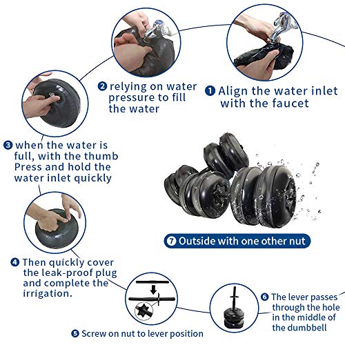 Travel Weights Water Filled Dumbbells Set for Man & Women, Adjustable Free Water Dumbbells Up to