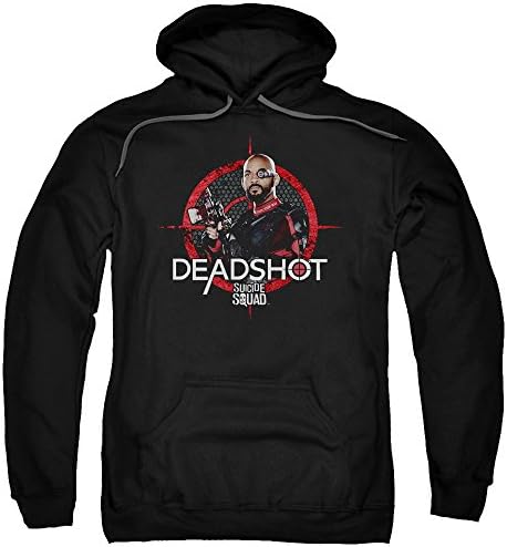 Suicide Squad Mens Deadshot Target Pullover Hoodie, Large, Black