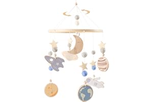 OESSUF Baby Mobile for Crib, Astronaut Crib Nursery Mobile for Boys Girls, Boho Nursery Decor Soothe Toy Baby Shower Set for Infant Bedroom Hanging Decoration Toy