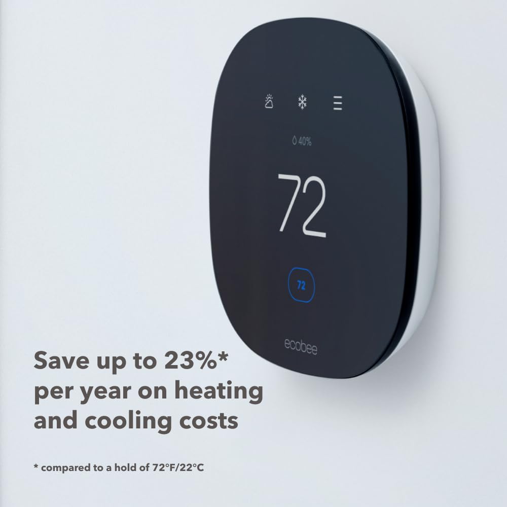 ecobee3 Lite Smart Thermostat - Programmable Wifi Thermostat - Works with Siri, Alexa, Google Assistant - Energy Star Certified - DIY Install, Black - View 3