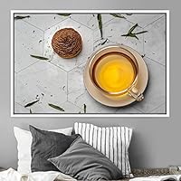 Framed Canvas Wall Art Cup of Tea Coffee Dark Drinks Farmhouse/Country Group Multicolor Photography Realism - 16x24 inches