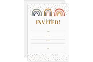 Modern Rainbow Fill In Invites / 25 Cards With White Envelopes / 5" x 7" Gender Neutral Invitations/Birthday Party Baby Showe