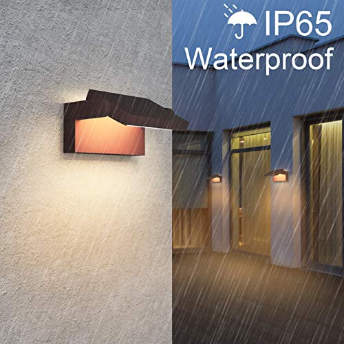Klighten LED Wall Lamps Outdoor Indoor 24 W IP65, Adjustable Wall Lamp Modern Aluminium Wall Light for Entrance, Balcony, Gardens, Bronze, Warm White 2700K-3000K