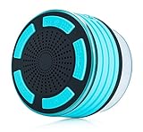 PowerLead BP013 IP67 Waterproof/Underwater Shockproof Wireless Bluetooth Stereo Speaker Built-in Mic for Speakerphone with FM Radio,Mp3 Player,and Multiple Color LED Light Functions/Light Blue