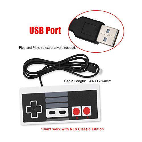 2 Packs USB Controller for NES, Classic USB Famicom Game Gaming Controller Joypad Gamepad for Laptop Computer Windows PC/MAC/Raspberry Pi