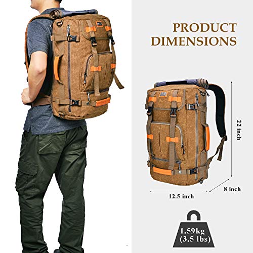 Canvas Backpack WITZMAN Vintage Travel Backpack Hiking Luggage Rucksack Laptop Bags A519 (21 inch tan) - Thumbnail 7