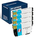 INK4WORK 200XL Cyan Remanufactured Ink Cartridge Replacement for Epson T200XL T200 XL Expression XP-410 XP-400 XP-310 XP-200, WorkForce WF-2520 WF-2530 WF-2540 (Cyan, 4-Pack)