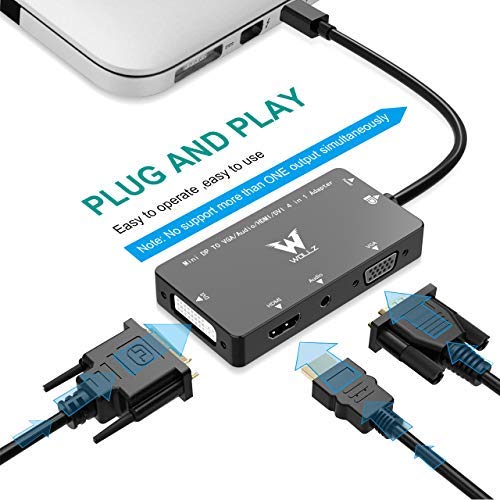 LoHi Mini Display Port to HDMI Adapter, 3 in 1 Displayport Cable, Gold Plated 4Kx2K DP Compatible with Thunderbolt to HDMI DVI VGA TV Adapter Cable 1.2 Version