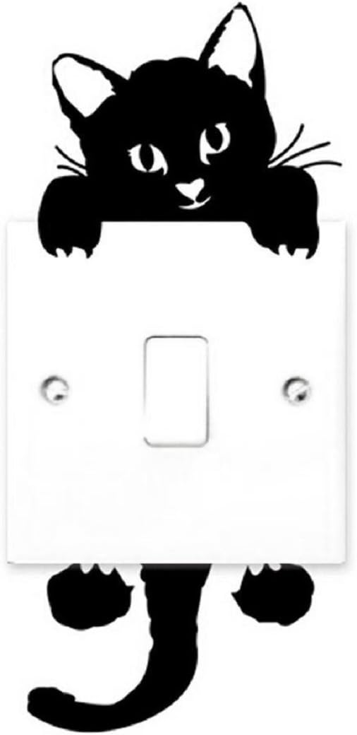 Silhouette Decals Black Cat Wall Light Switch Decor Decals Art Mural Kids Baby Nursery Room