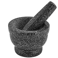 ASAB Granite Pestle & Mortar Set Natural Honed Polished Food Flavour Fresh Spice Herb Crusher Grinder Grinding Paste Grey, Standard