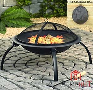 Parrilla barbacoa grande para exteriores, plegable, de acero, cuenco de