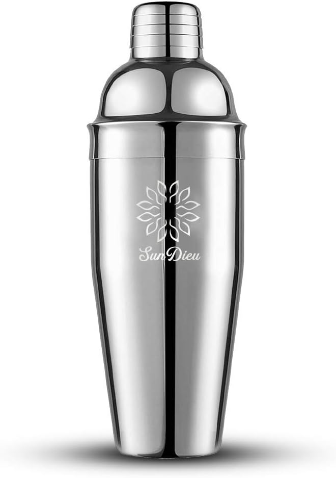Cocktail Shaker, Martini Shaker by SunDieu, 25oz Premium Food Grade 18/8 Stainless Steel Alcohol Shaker, Bartender Tool with Built-in Strainer, Large Cocktail Shakers, Bar Drink Shaker, Martini Mixer