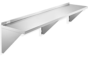KUTLER Stainless Steel Shelf - 14" x 72", NSF Commercial Wall Mount Shelves with Backsplash, Floating Metal Shelving for Restaurant, Kitchen, Home