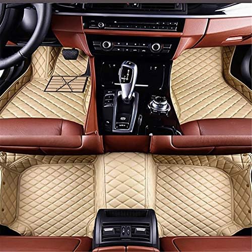 hongfeilu Car Floor Mats Fit for Nissan Patrol Y61 1997-2010 Custom Fit Carpets Floor Liner All Weather Non-Slip Waterproof Custom Made Artificial Leather Black with Beige