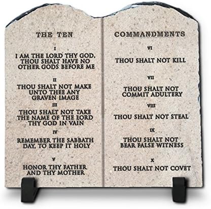 InspiraGifts The Ten Commandments Religious Inspirational Christian Home Plaque Stone Gift, 11.8-Inch-by-11.5-Inch, KJV BIG