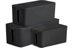 SHINOSKE Cable Management Box,Power Cord Organizer 3-Piece Set,Large, Medium and Small Cable Boxes Made of Safe ABS Material for Home and Office Organize Concealed Power Cords and Power Strips (Black)