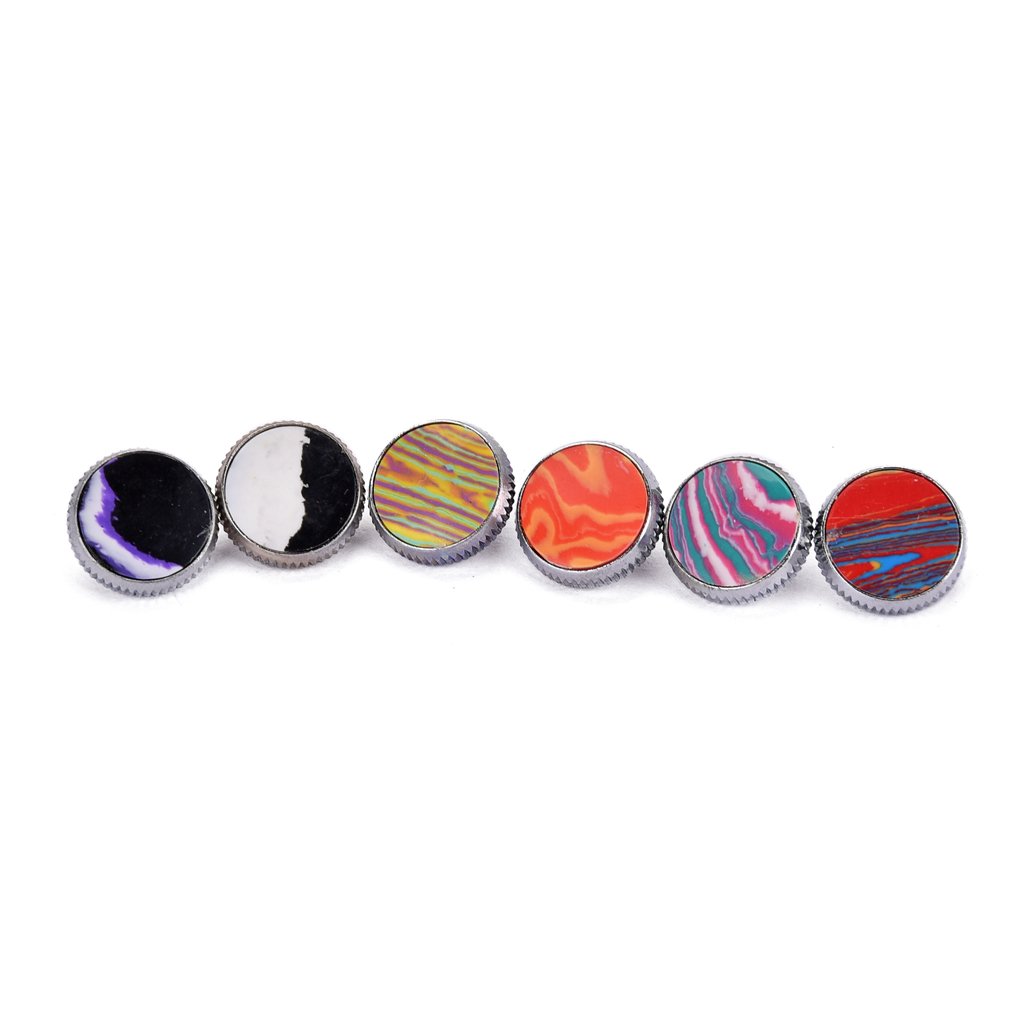 Alnicov Trumpet Valve Finger Buttons Colorful Stone Repair Parts for Trumpet Valve Caps Accessories Set of 6
