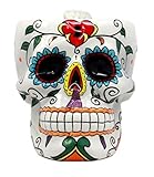 Atlantic Collectibles White Day of The Dead Love Locked Sugar Skull Mug In Bright Vivid Colors Drink Coffee Cup Ceramic 4.5